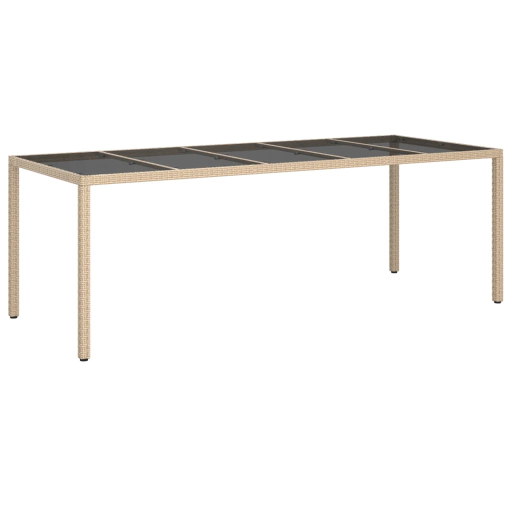 Hagebord 250X100X75 Cm Herdet Glass Og Polyrotting Beige