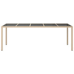 Hagebord 250X100X75 Cm Herdet Glass Og Polyrotting Beige