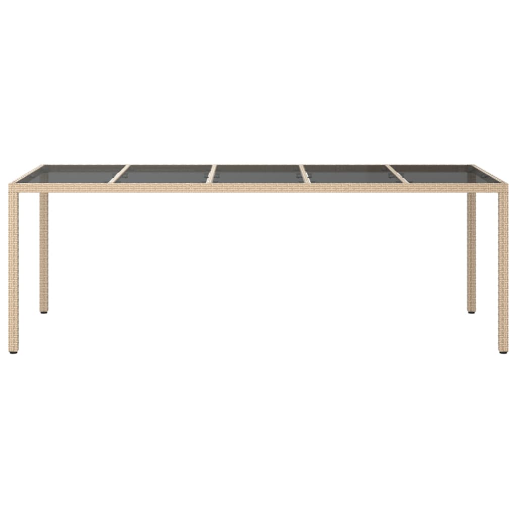 Hagebord 250X100X75 Cm Herdet Glass Og Polyrotting Beige