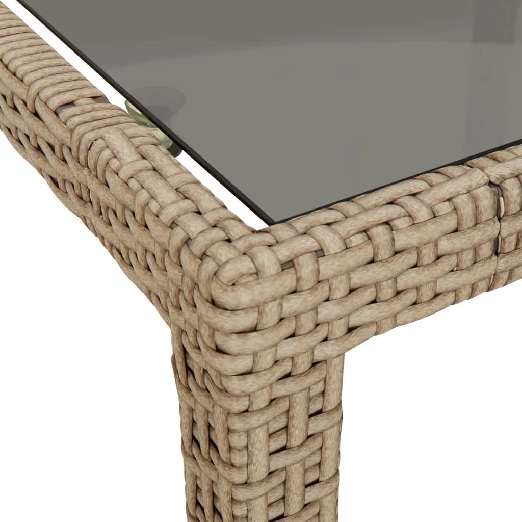 Hagebord 250X100X75 Cm Herdet Glass Og Polyrotting Beige