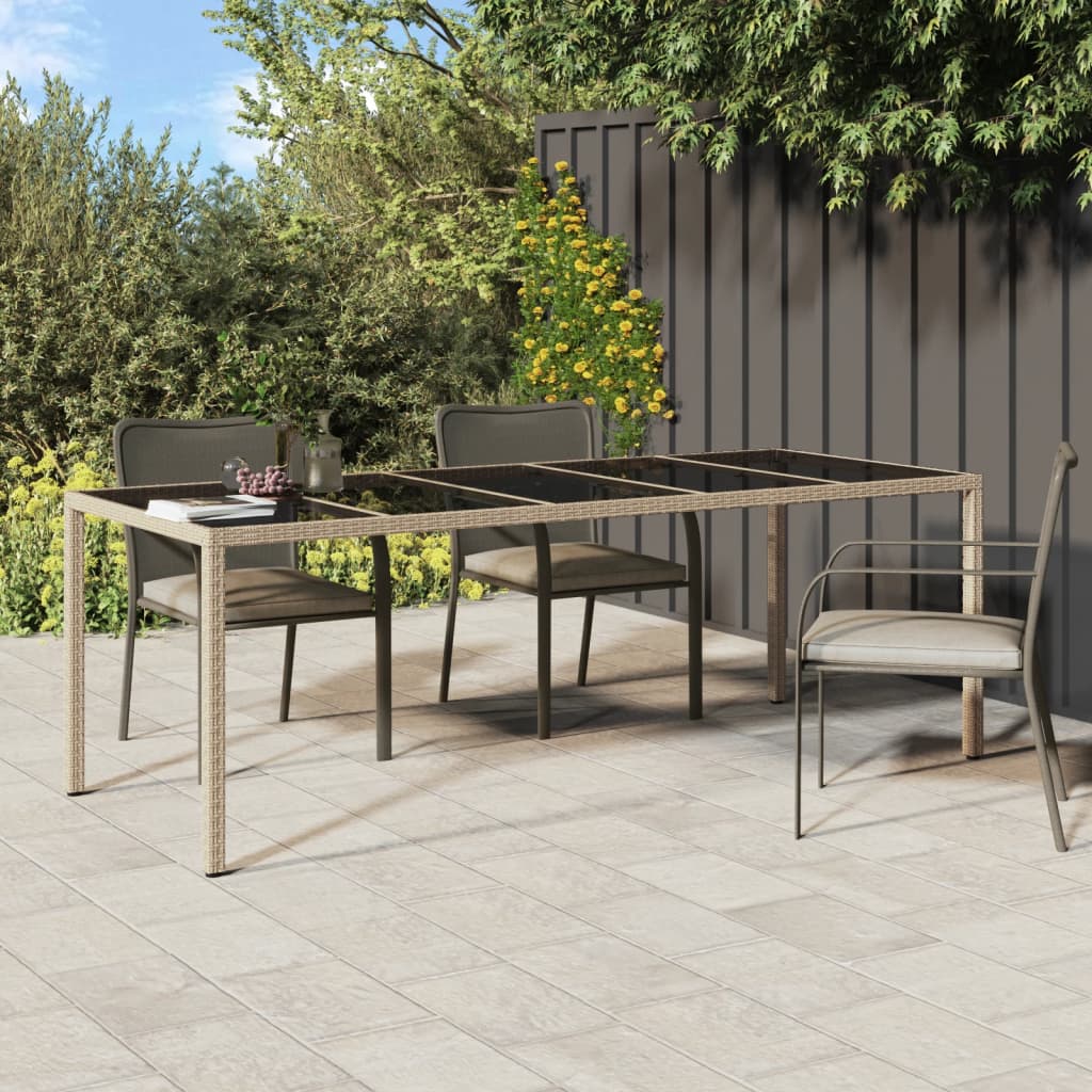 Hagebord 250X100X75 Cm Herdet Glass Og Polyrotting Beige