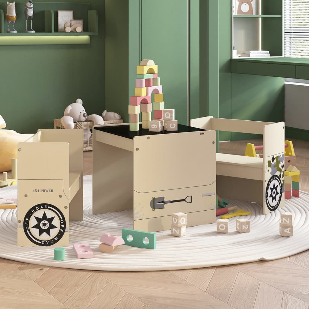 Barnebord Og Stolsett 3 Deler Terrengbildesign Mdf