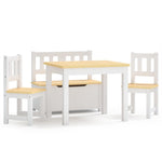 Bord- Og Stolsett For Barn 4 Deler Hvit Og Beige Mdf