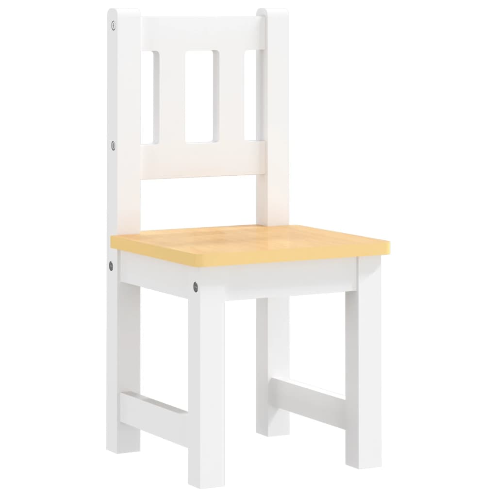 Bord- Og Stolsett For Barn 4 Deler Hvit Og Beige Mdf