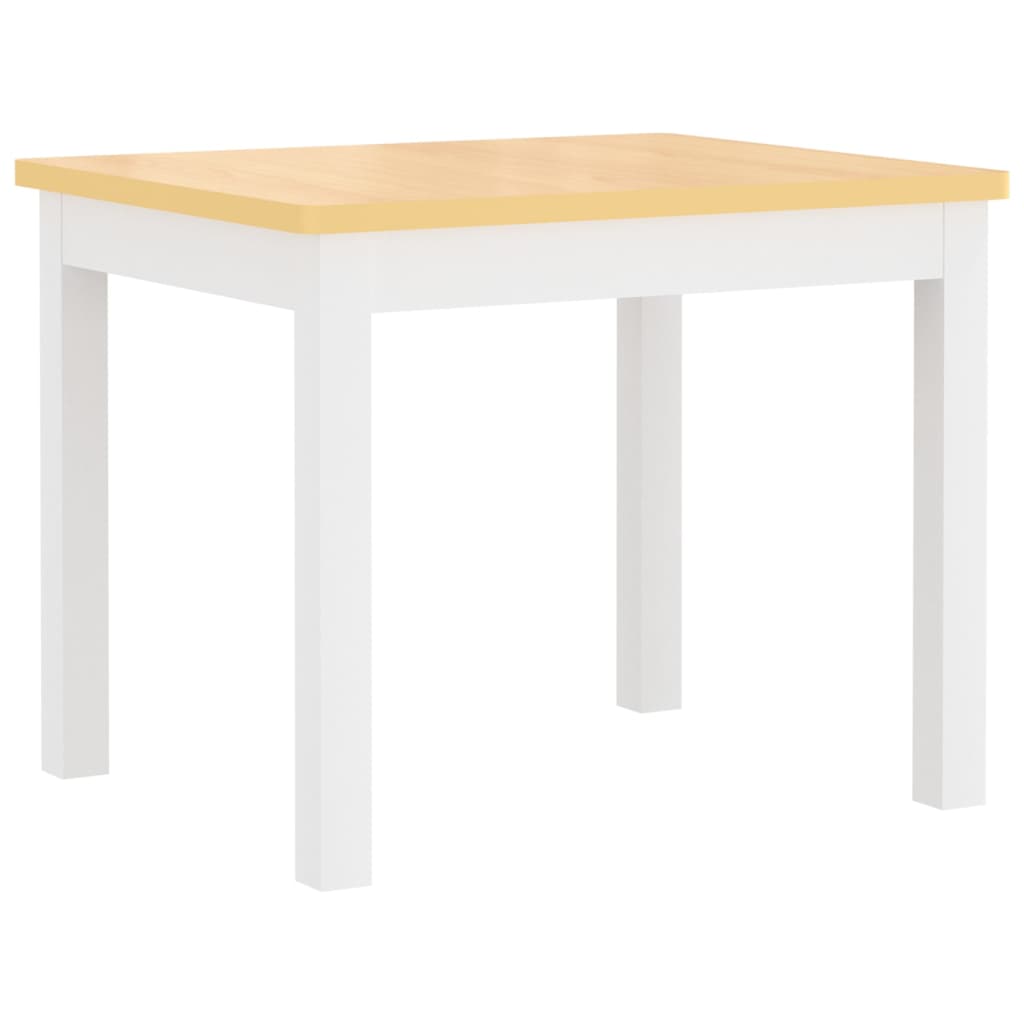 Bord- Og Stolsett For Barn 4 Deler Hvit Og Beige Mdf