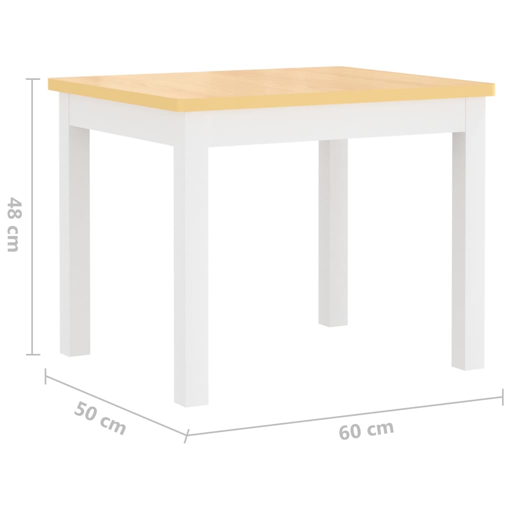 Bord- Og Stolsett For Barn 4 Deler Hvit Og Beige Mdf