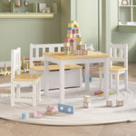 Bord- Og Stolsett For Barn 4 Deler Hvit Og Beige Mdf