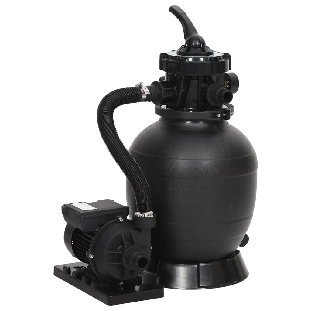 Sandfilter For Basseng Med 6-Veis Ventil Svart