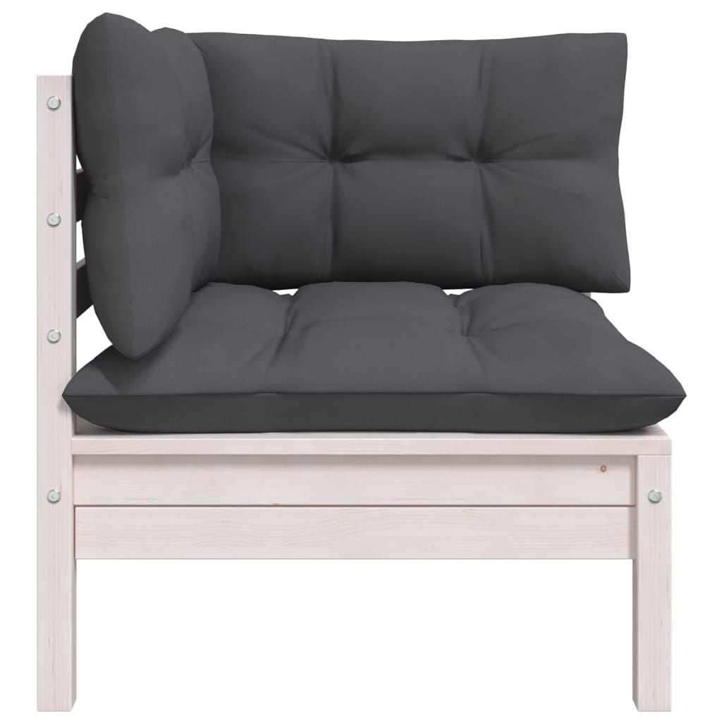 Hagesofa 2-Seters Med Puter Hvit Heltre Furu