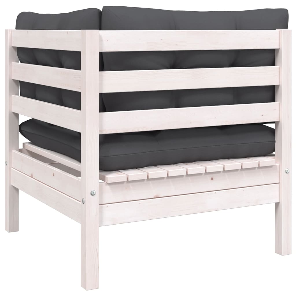 Hagesofa 2-Seters Med Puter Hvit Heltre Furu