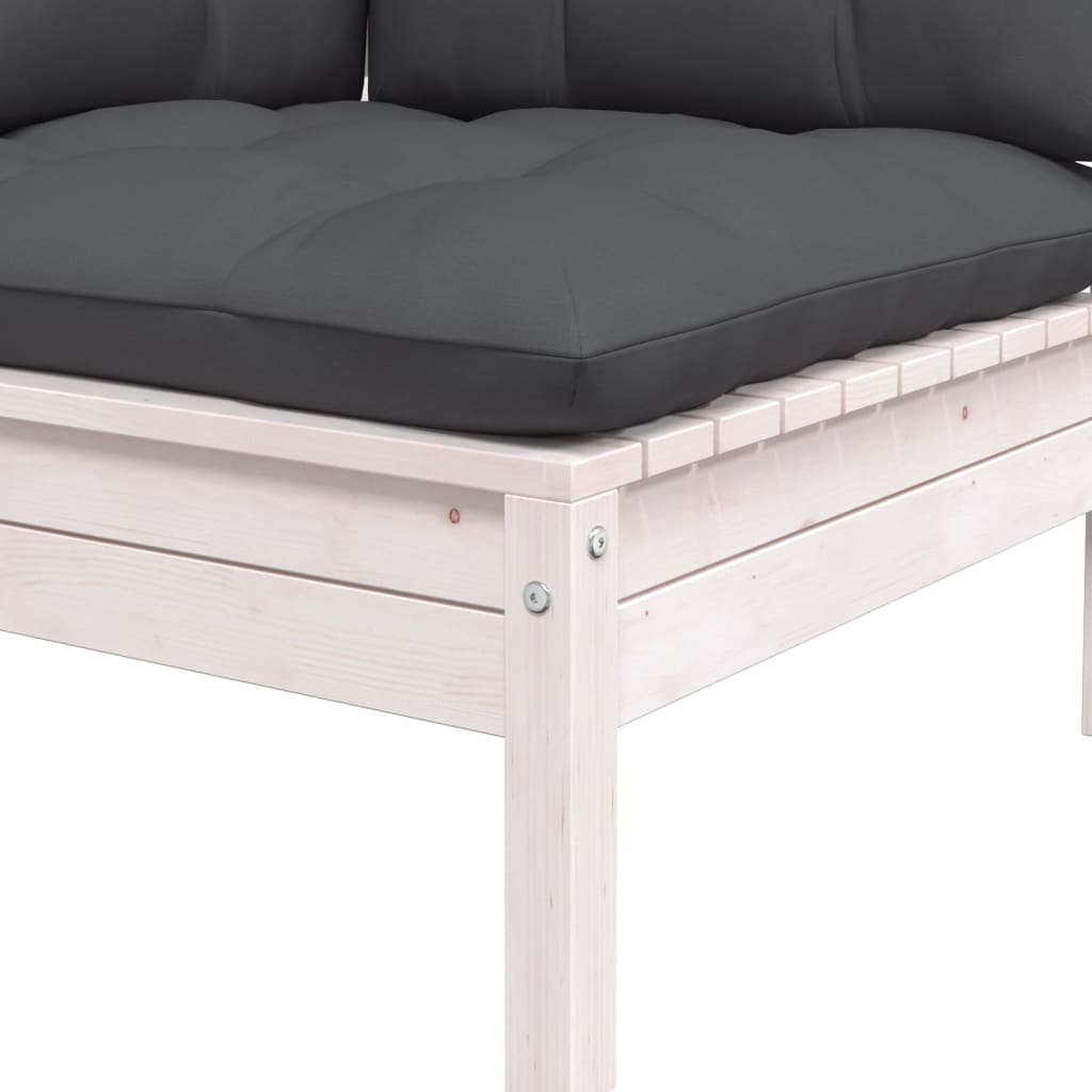 Hagesofa 2-Seters Med Puter Hvit Heltre Furu