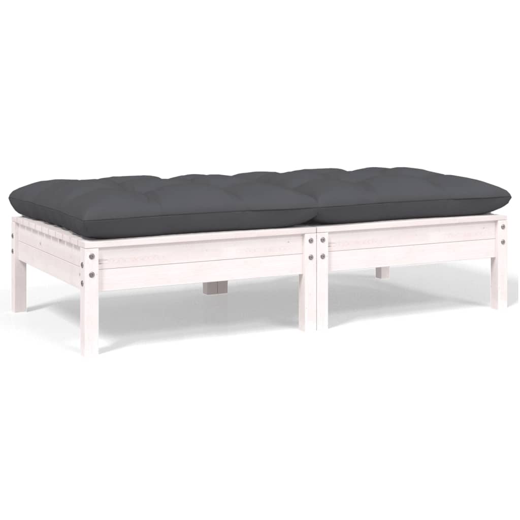 Hagesofa 2-Seters Med Puter Hvit Heltre Furu