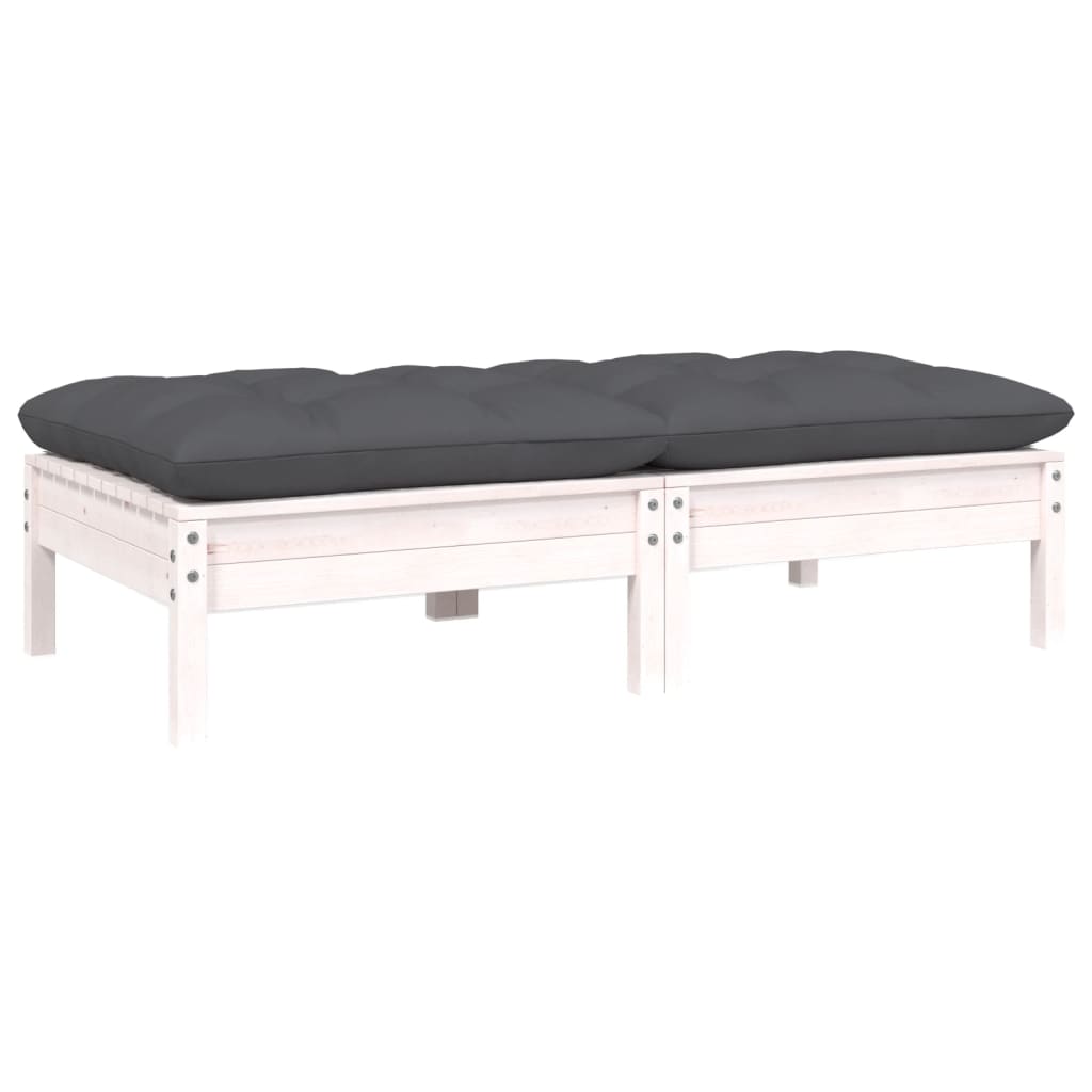 Hagesofa 2-Seters Med Puter Hvit Heltre Furu