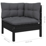 Hagesofagruppe Med Puter 3 Deler Svart Heltre Furu