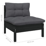 Hagesofagruppe Med Puter 3 Deler Svart Heltre Furu