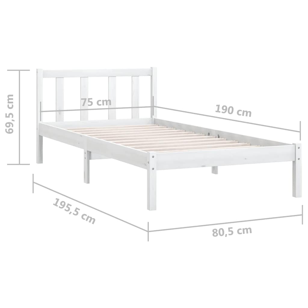 Sengeramme Hvit Heltre Furu 75X190 Cm Small Single