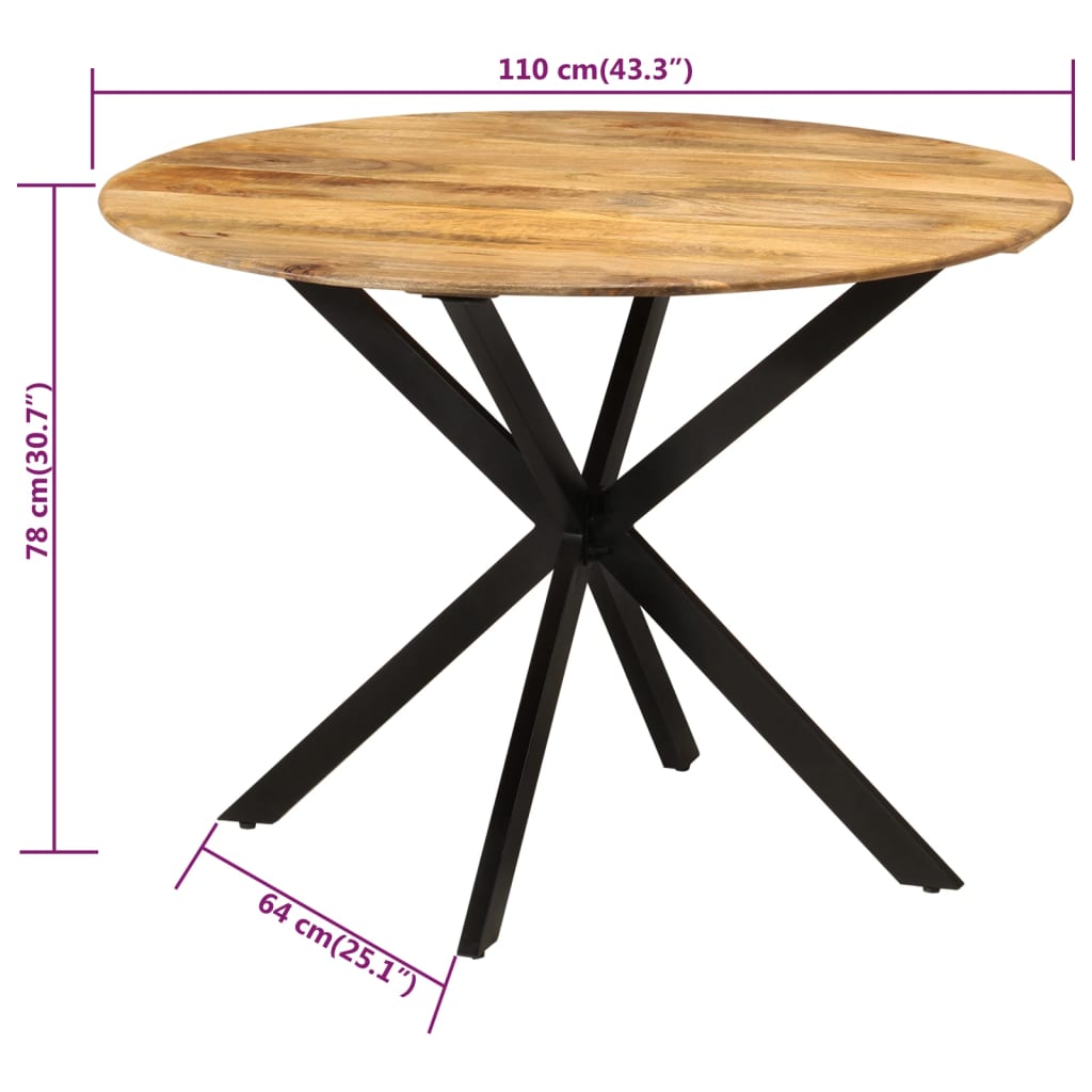 Spisebord Ø110X78 Cm Heltre Mango Og Stål
