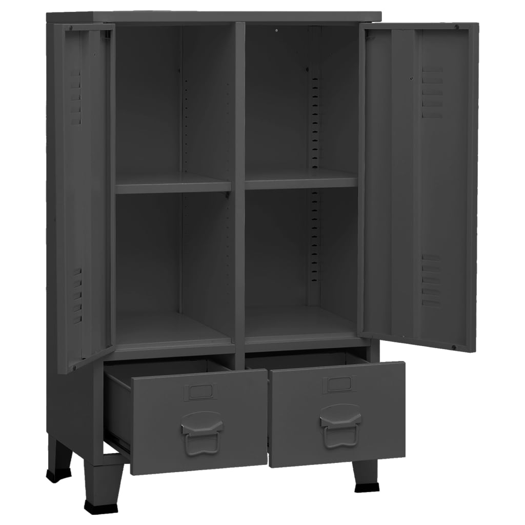 Garderobe Industriell Stil Antrasitt 67X35X107 Cm Stål