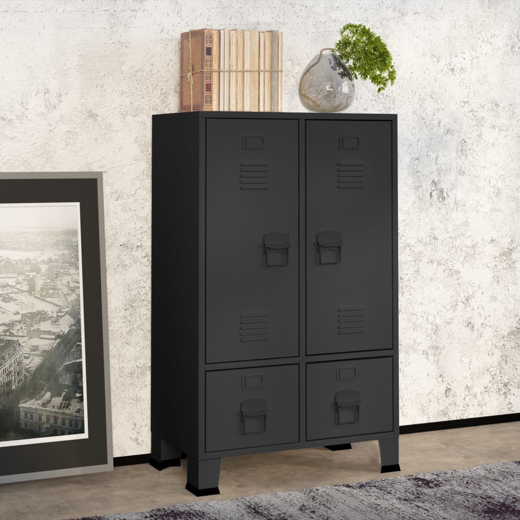Garderobe Industriell Stil Antrasitt 67X35X107 Cm Stål