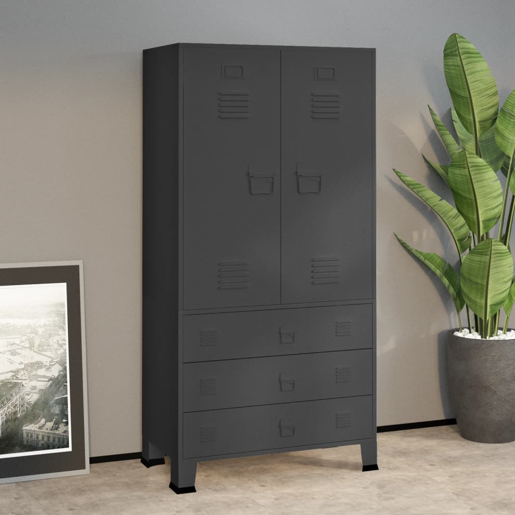 Garderobe Antrasitt 90X50X180 Cm Metall