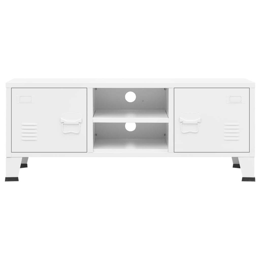 Industriell Tv-Benk 105X35X42 Cm Metall Hvit