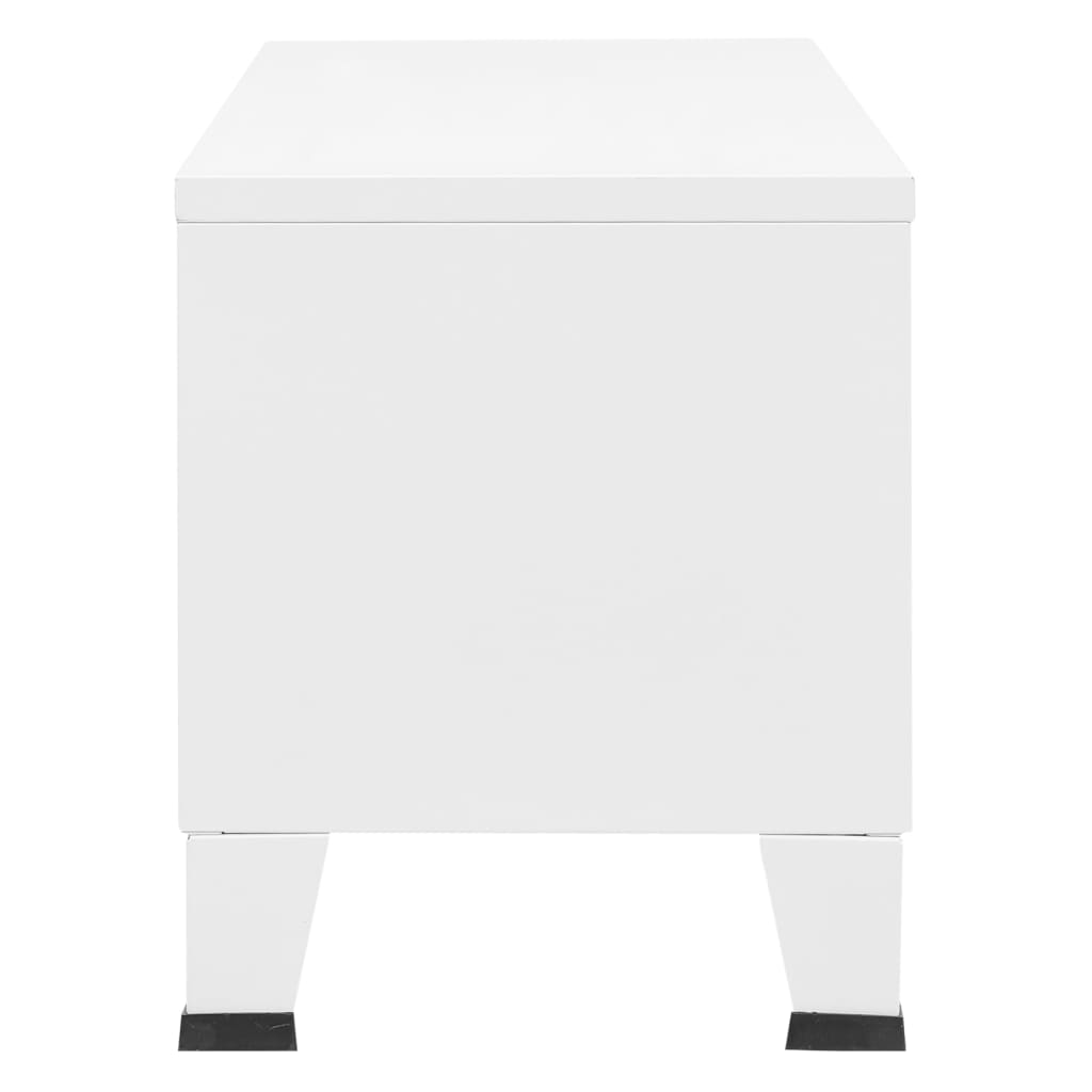 Industriell Tv-Benk 105X35X42 Cm Metall Hvit