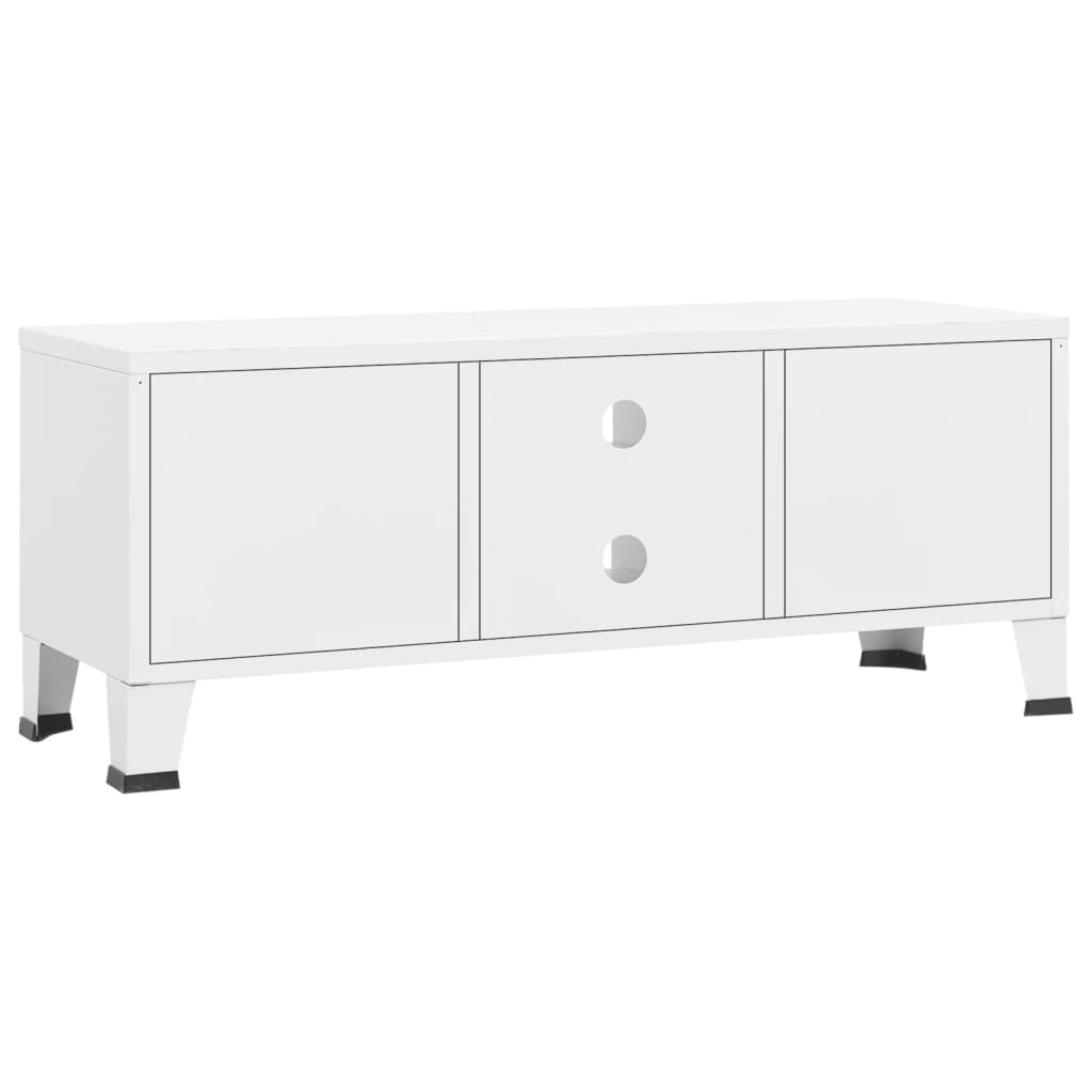 Industriell Tv-Benk 105X35X42 Cm Metall Hvit