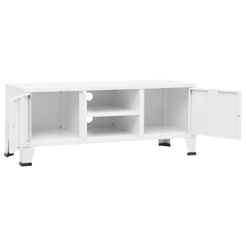 Industriell Tv-Benk 105X35X42 Cm Metall Hvit