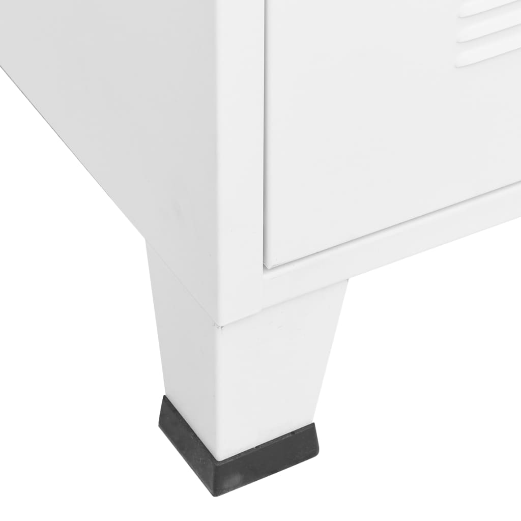 Industriell Tv-Benk 105X35X42 Cm Metall Hvit