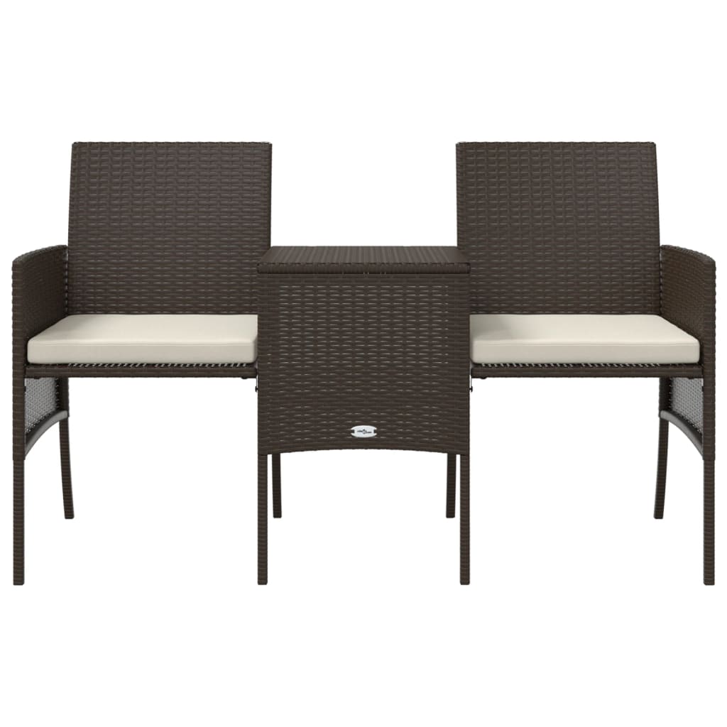 Hagesofa 2-Seters Med Bord Og Krakker Brun Polyrotting