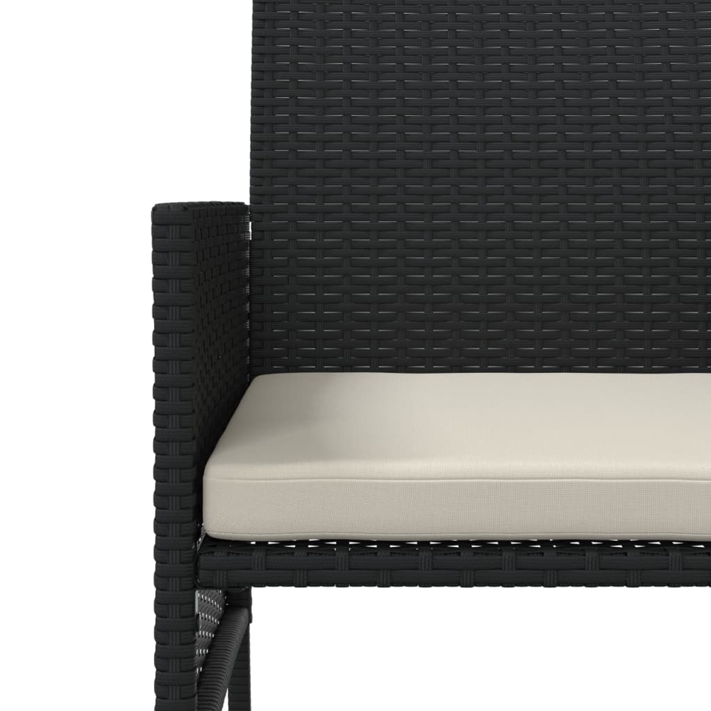 Hagesofa 2-Seters Med Bord Og Krakker Svart Polyrotting