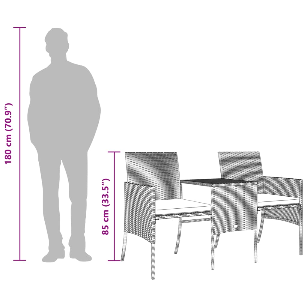 Hagesofa 2-Seters Med Bord Og Krakker Svart Polyrotting