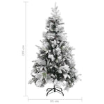 Juletre Med Flokket Snø Og Kongler 195 Cm Pvc Og Pe