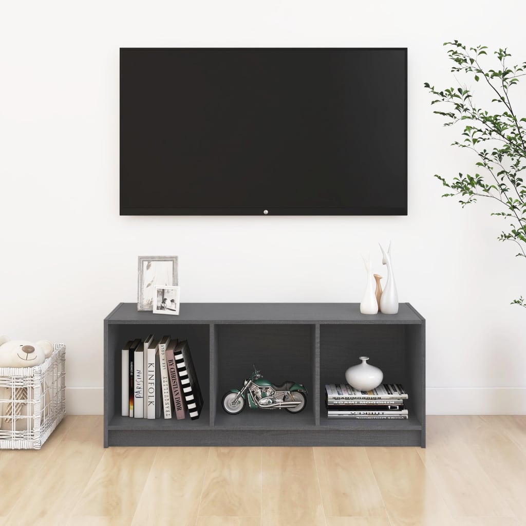 Tv-Benk Grå 104X33X41 Cm Heltre Furu