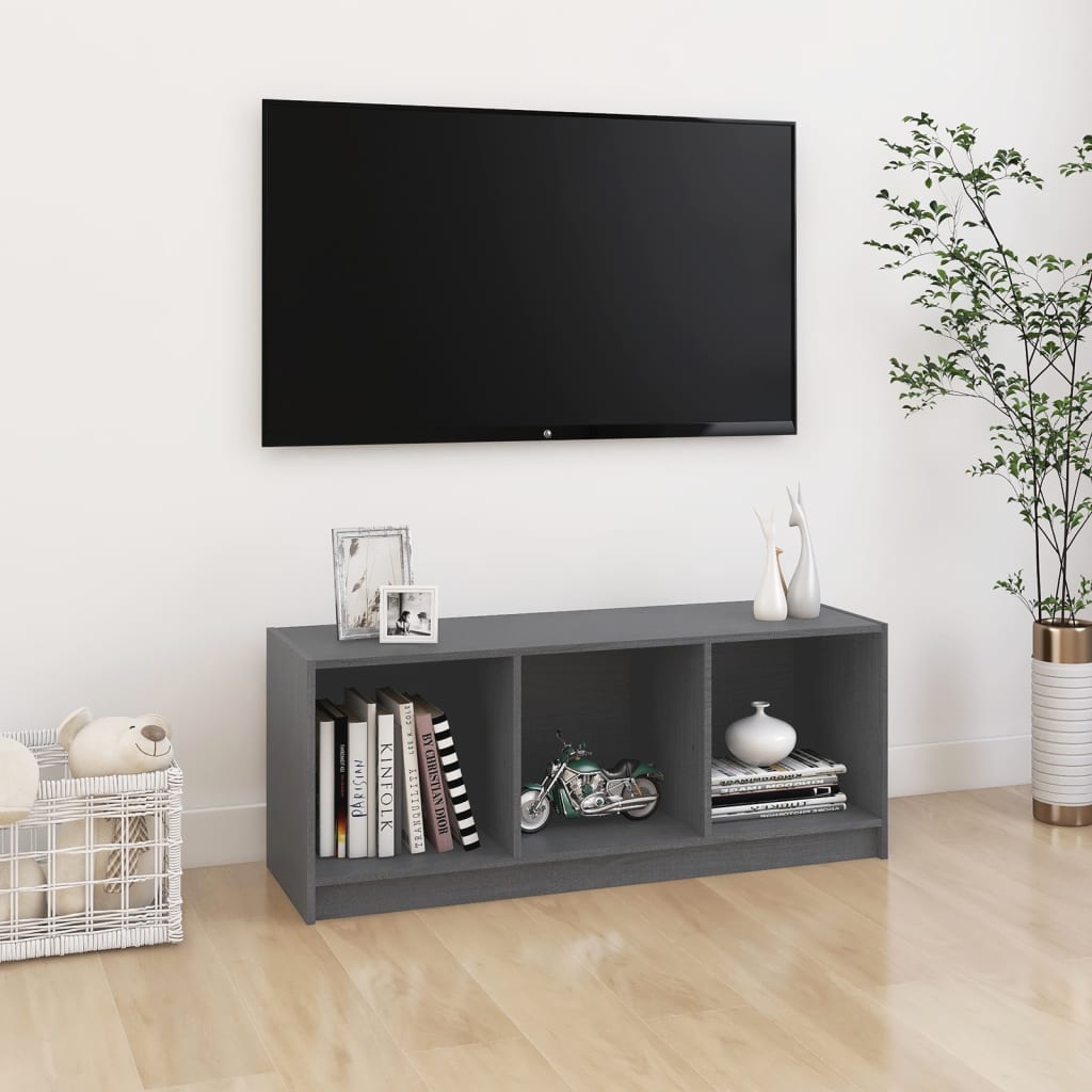 Tv-Benk Grå 104X33X41 Cm Heltre Furu