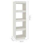 Bokhylle/Romdeler Hvit 40X35X135 Cm Heltre Furu