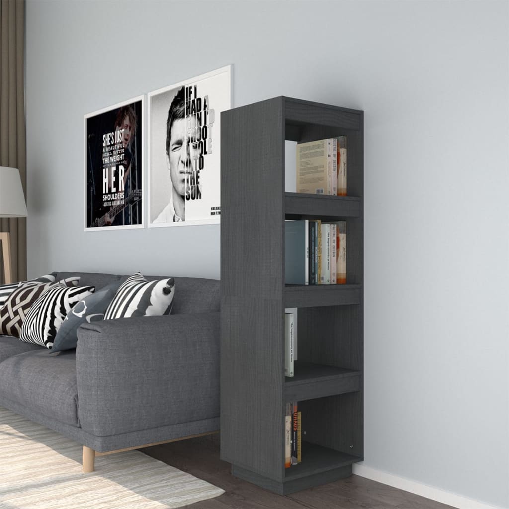 Bokhylle/Romdeler Grå 40X35X135 Cm Heltre Furu