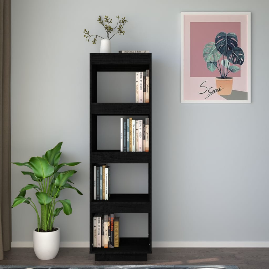 Bokhylle/Romdeler Svart 40X35X135 Cm Heltre Furu