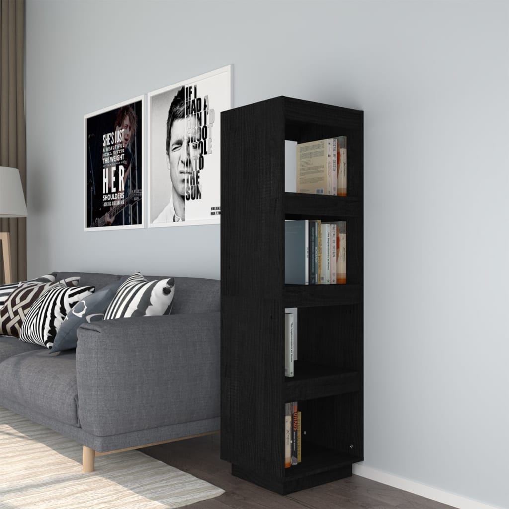 Bokhylle/Romdeler Svart 40X35X135 Cm Heltre Furu