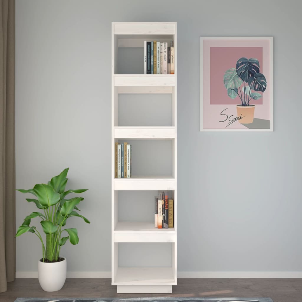 Bokhylle/Romdeler Hvit 40X35X167 Cm Heltre Furu