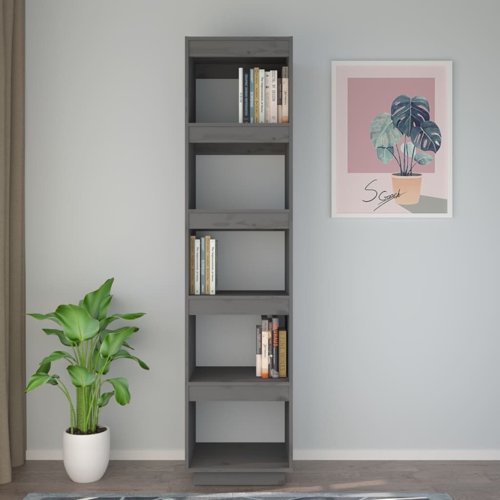 Bokhylle/Romdeler Grå 40X35X167 Cm Heltre Furu