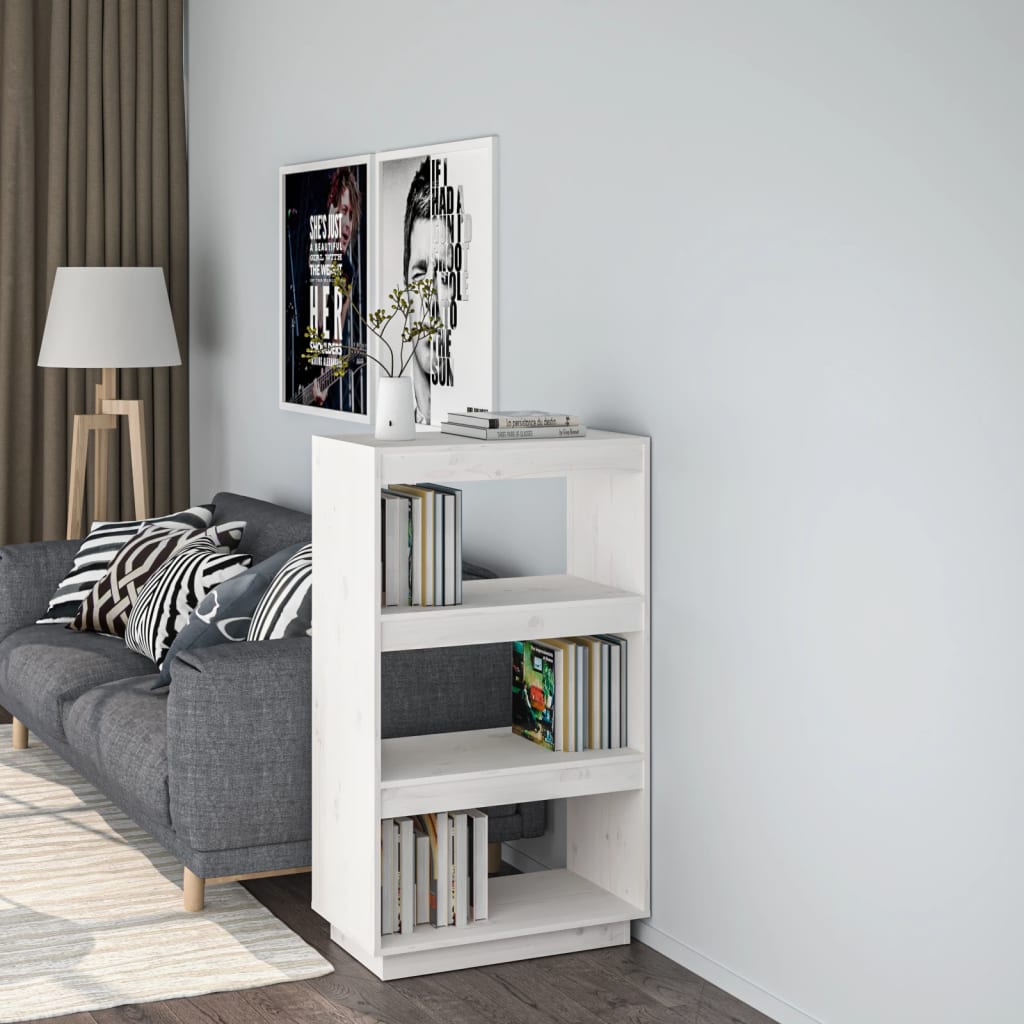 Bokhylle/Romdeler Hvit 60X35X103 Cm Heltre Furu