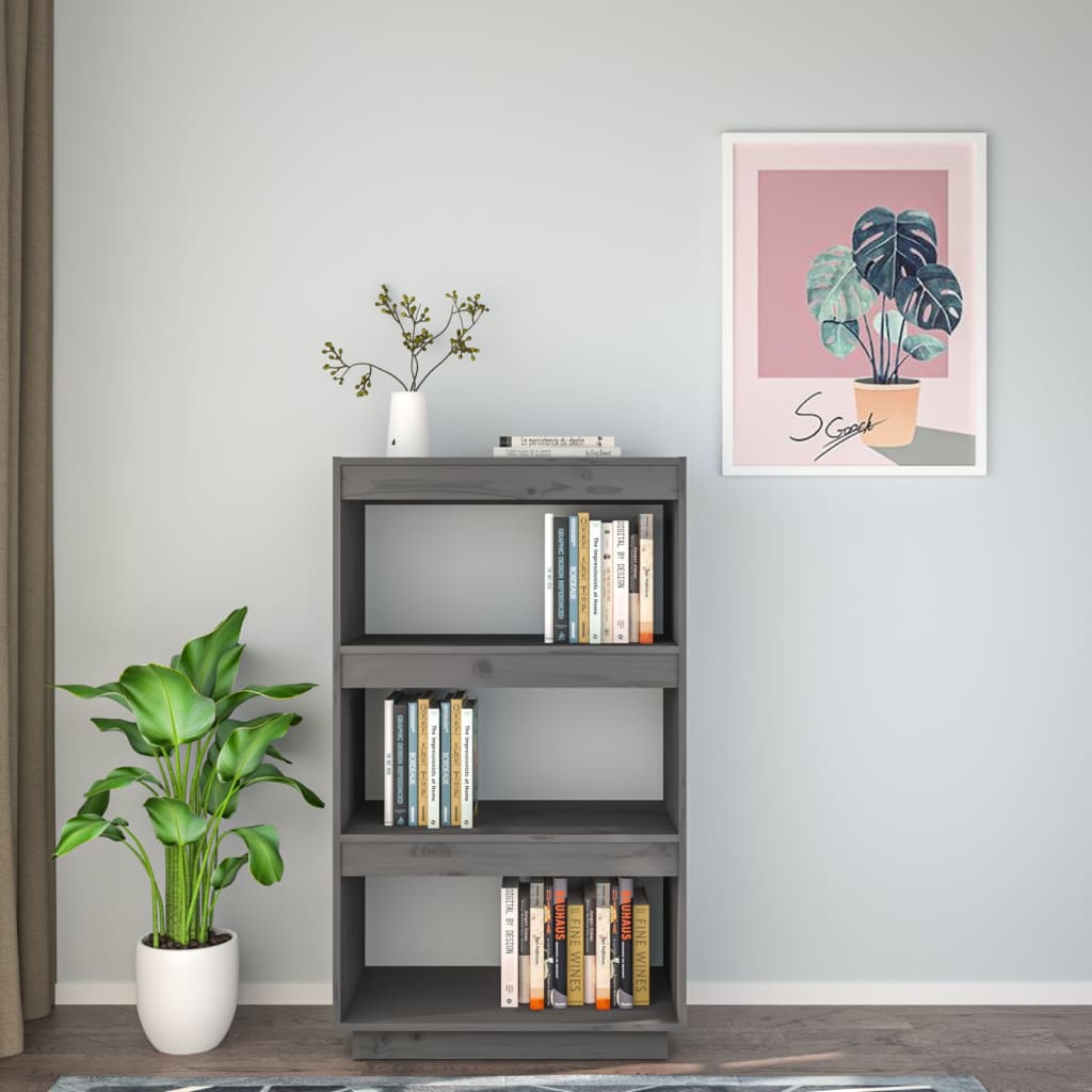 Bokhylle/Romdeler Grå 60X35X103 Cm Heltre Furu