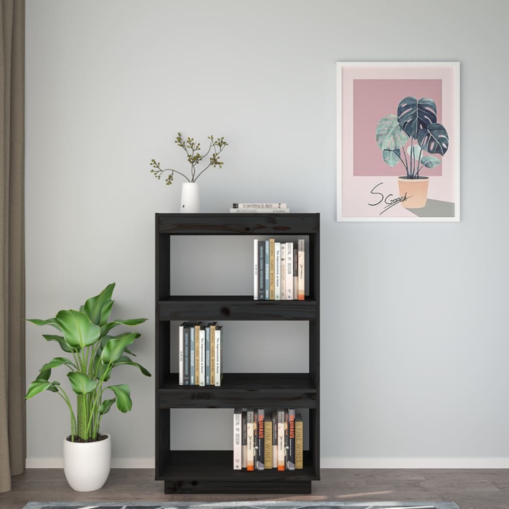 Bokhylle/Romdeler Svart 60X35X103 Cm Heltre Furu