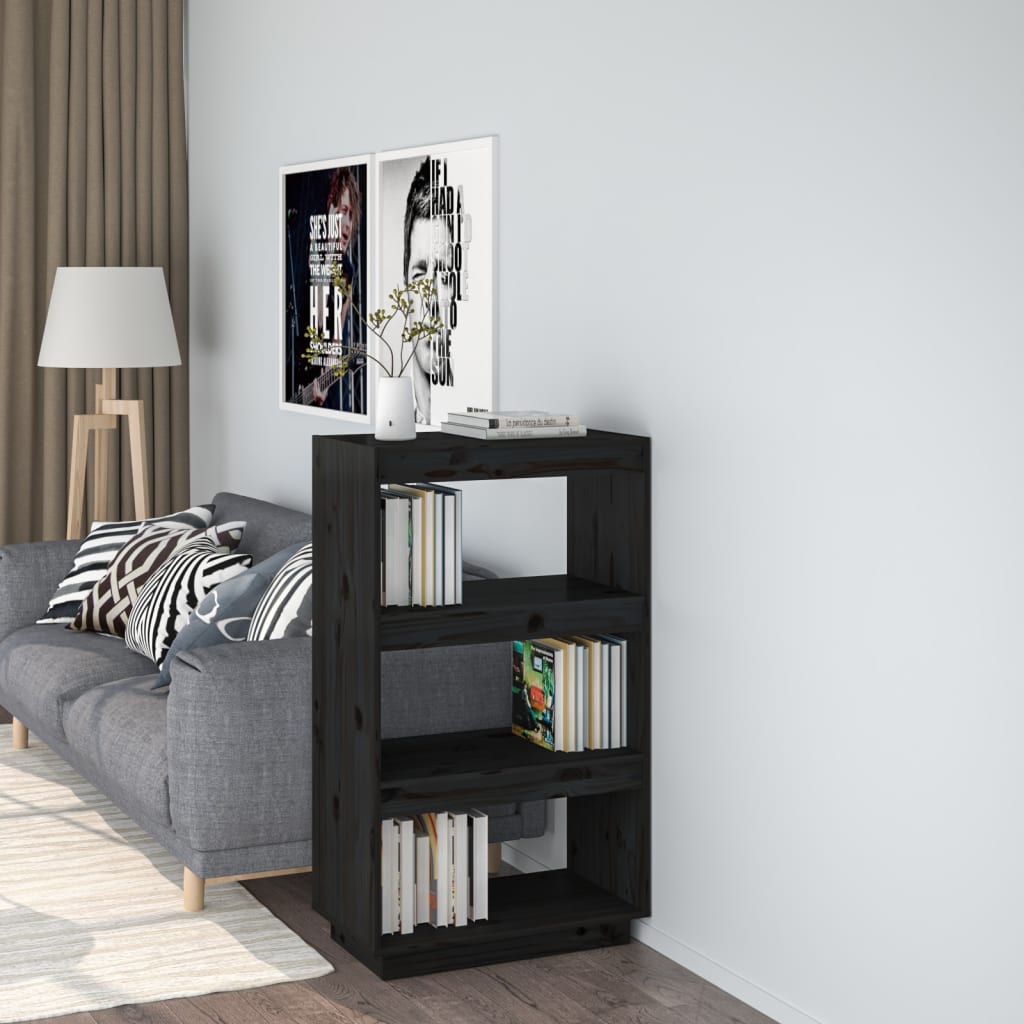 Bokhylle/Romdeler Svart 60X35X103 Cm Heltre Furu