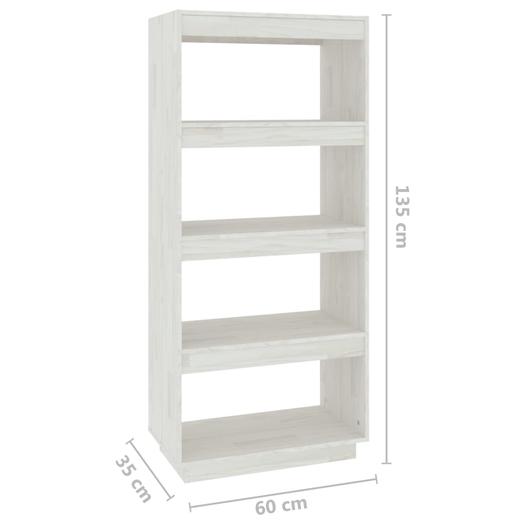 Bokhylle/Romdeler Hvit 60X35X135 Cm Heltre Furu
