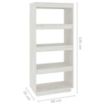 Bokhylle/Romdeler Hvit 60X35X135 Cm Heltre Furu