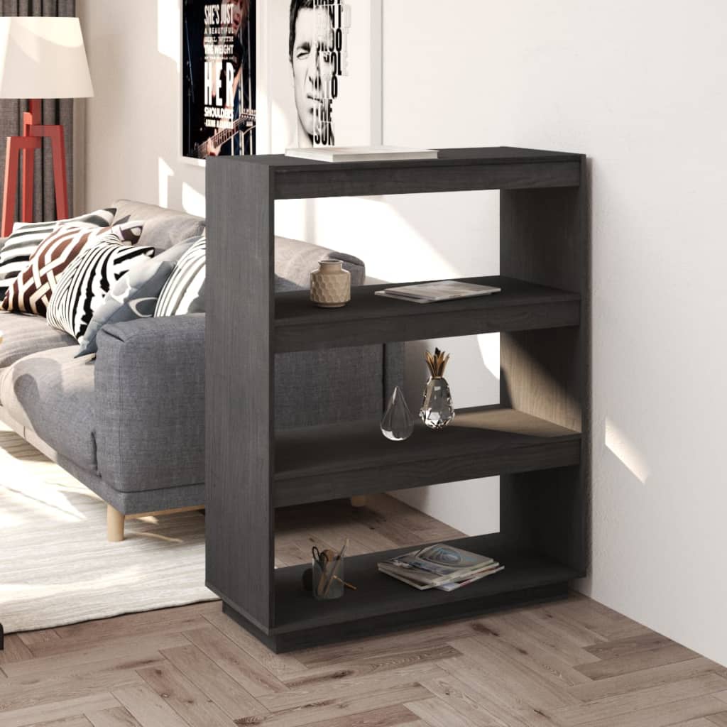Bokhylle/Romdeler Grå 80X35X103 Cm Heltre Furu