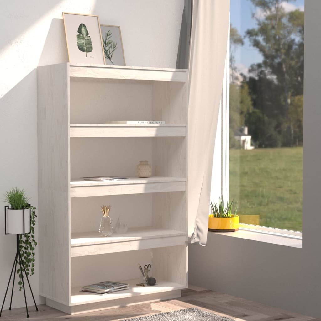 Bokhylle/Romdeler Hvit 80X35X135 Cm Heltre Furu