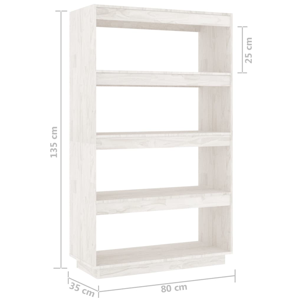 Bokhylle/Romdeler Hvit 80X35X135 Cm Heltre Furu